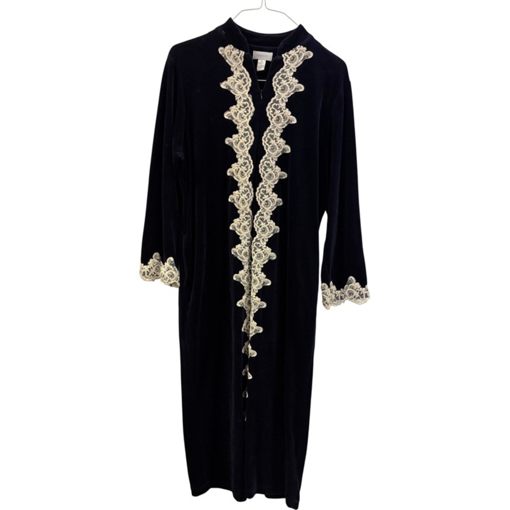 Velvet House Coat Maxi Dress - Elegant Nightgown  Pajama Women's Size M‎